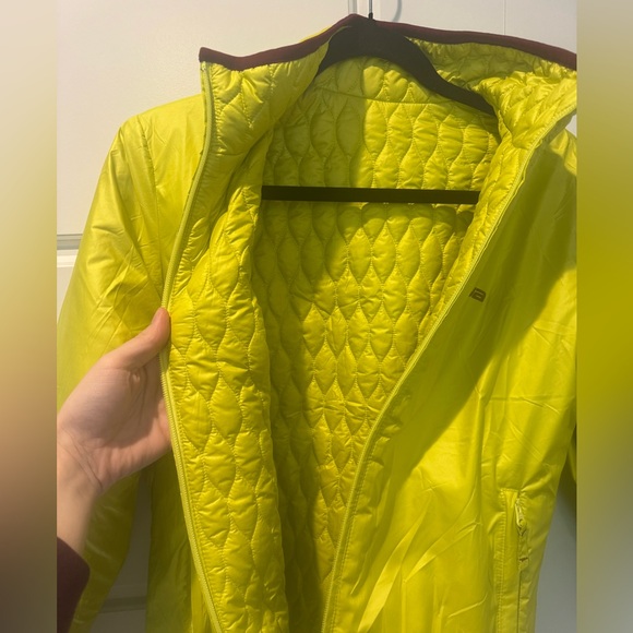 Descent Neon Yellow Green Puffer Reversible Quilted Jacket Athletic Women Large - Picture 10 of 11